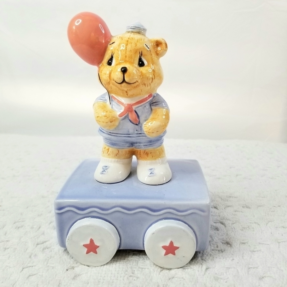 Vintage SCHMID Lullababies Musical Collectibles  Teddy Boy Bear  Music  Box 1989